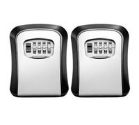Zeeorymn Cassetta Chiavi con Codice, Cassaforte Chiavi da Parete a Combinazione 4 Cifre, Cassetta Chiavi Sicura per Esterno e Interno, Key Box Nero/Grigio (2)