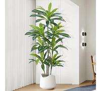 ZEEOZE Albero artificiale 180cm Artificiale Dracaena Pianta Finta Alta con Vaso Nero Piante Finte da Interno Per Interni esterno Soggiorno Camera da Letto Ufficio Casa Corridoio Decorazione (1Pz)