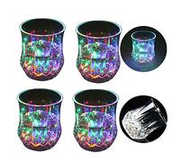 Zeerkeer Cambiamento Cromatico Bicchiere Bicchieri con LED 5 LED Luci Acrilico Plexiglass non Fragile Impermeabile Marble Texture Materiale (4PC)