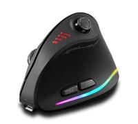 Zeerkeer Mouse da gioco ergonomico verticale Bluetooth 2.4G/USB, 24000 DPI a 6 livelli, 12 tasti programmabili e joystick a 5 vie, RGB, mouse wireless per PC/Mac ricaricabile da 800 mAh con display
