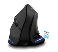 Zeerkeer Mouse verticale 2.4G wireless, mouse verticale ergonomico ricaricabile USB 1000/1600/2400 DPI, 6 pulsanti con software da personalizzare, mouse ottico per laptop, desktop, PC (nero)