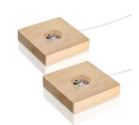 ZEERSHEE Confezione da 2 basi luminose a LED per display in cristallo in | Il design in legno di faggio naturale migliora l'arte del vetro acrilico con illuminazione luminosa per l'ufficio domestico e