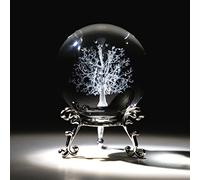 ZEERSHEE Sfera di cristallo 3D con supporto inciso al laser dell'albero della vita da 60 mm The Tree of Life Ball di guarigione, ideale come regalo