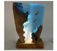 Zeetan Handmade LED Ocean Diver Lights, Resina Epossidica USB Comodino Lampada, Scrivania Art Ornamenti Regalo per L'Ufficio Camera da Letto Regalo di Pasqua,6 * 4in