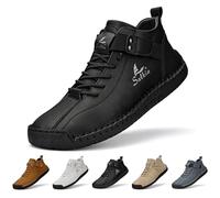 Zeetan Stivali Alti in Pelle Scamosciata Fatti A Mano Italiani, Uomo Donna Fascia Elastica in Pelle Scamosciata Antiscivolo Scarpe da Ginnastica Casual Traspirante Stivali Alti Chukka,Nero,40