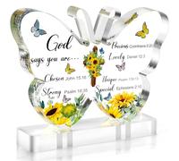 ZEEYUAN Regalo cristiano per donne, regali ispiratori per donne, regali religiosi Scrittura, regali cristiani per donne, uomini, amici, placca acrilica con versi della Bibbia e preghiere, regali per