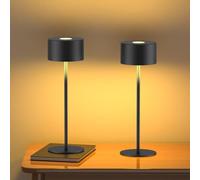 Zefahti Lampada da tavolo senza fili a batteria dimmerabile, piccola lampada da tavolo in metallo pieno 3 temperature di colore, lampada da comodino senza fili USB-C, IP54, H25 cm, per comodino