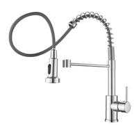 Zeffrary Miscelatore da cucina estraibile, lavello da cucina, rubinetto da cucina, girevole a 360°, miscelatore monocomando in acciaio inox ad alta pressione, acciaio inox SUS304 (cromato)