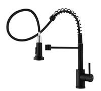 Zeffrary Miscelatore da cucina estraibile, lavello da cucina, rubinetto, lavello da cucina, girevole a 360°, miscelatore monocomando in acciaio inox ad alta pressione, acciaio inox SUS304 (nero)
