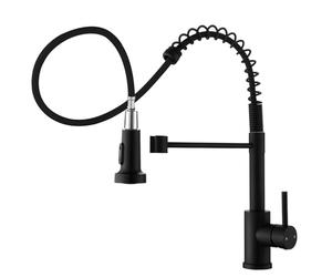 Zeffrary Miscelatore da cucina estraibile, lavello da cucina, rubinetto, lavello da cucina, girevole a 360°, miscelatore monocomando in acciaio inox ad alta pressione, acciaio inox SUS304 (nero)