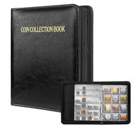 Zefphxs Raccoglitore Monete da Collezione, 360 Tasche Album Monete da Collezione, Raccoglitore Monete 2 Euro, 30mm-40mm Porta Monete (Nero)