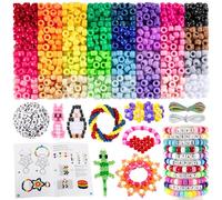 Zefy Perline Pony per braccialetti e artigianato, perline Kandi in 32 colori, con 10 design Kandi Cuff e 6 design Bead Pets, kit per braccialetti dell'amicizia con perline con lettere, per portachiavi