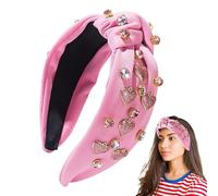 Zegaqae Fascia per capelli per San, fascia annodata per donna,Fasce larghe con strass e cuore d'amore | Eleganti decorazioni per costumi per feste natalizie, accessorio per cerchi per capelli per