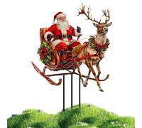 Zegaqae Pali da Giardino per Il Natale,Cartello Decorativo in Acrilico Bidimensionale | Decorativo Babbo Natale Renne Slitta - per Esterno Prato Cortile Sentiero Piante in Vaso Recinto Fioriera