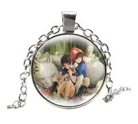 ZEIA3 Principessa Mononoke Cosplay Collana Mononoke Hime Ashitaka Cioccolato Figure Cabochon Vetro Ciondolo Collane Collezione Gioielli, Zinco