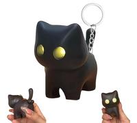 ZEID Black Cat Night Light Keychain, Cat Night Lamp Pendant, Creative Press Balls LED Toy, Toggle Switch Produces a Meow Sound, Glowing Mini Pendant, Gift for Cat Lovers/Friends