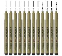 ZEIEYA Micron - Set di 12 penne fineliner per disegnare a mano, pennarello nero di precisione con 12 diverse larghezze di linee per artisti, illustrazioni, schizzi, manga