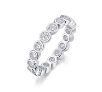 Zeigefinger Ring, Silber Ringe 3 mm Runder Moissanit 14K Weißgold Größe 57 (18.1) Lustige Geschenke