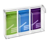 Zeigis® - Espositore con 3 inserti, formato DIN A4 per volantini, in formato verticale, resistente alle intemperie, per esterni, con sportello, in vetro acrilico trasparente