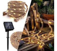 ZeiLaBang Kakadi Catena di luci a energia solare, 2 m, corda di canapa, con 30 LED, impermeabile, per esterni, per giardino, balcone, terrazza, Natale