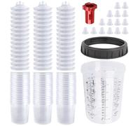 Zeinlenx Pistola usa e getta HVLP, kit da 800 ml con sistema di 45 tazze e coperchi, 15 tappi e 1 tazza rigida con anello di fissaggio, 1 adattatore per tazza
