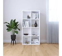 Zeiquah Libreria bianca, 66 x 30 x 130 cm, in legno con 8 scomparti, versatile scaffale e credenza per soggiorno, ufficio, cameretta dei bambini, corridoio, decorazione, spazio, divisorio