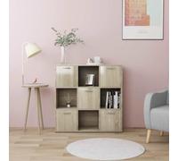 Zeiquah Libreria in rovere Sonoma, 90 x 30 x 90 cm, con 9 scomparti e ante, divisorio per ufficio, soggiorno, cameretta dei bambini, corridoio, decorazione