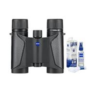 Zeiss Terra ED - Binocolo tascabile 8 x 25, design pieghevole, messa a fuoco rapida, robusto e leggero, colore nero, con kit di pulizia per lenti Zeiss (2 pezzi)
