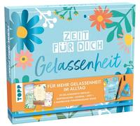 Zeit für Dich Geschenkbox - Gelassenheit: Box mit 50 Gelassenheits-Karten mit verschiedenen Impulsen & Übungen, Kartenhalter, Journal, Brush Pen und zwei Akupressur-Fingermassageringen
