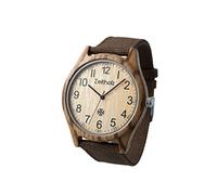 Zeitholz Altenberg - Orologio in bambù con quadrante marrone, prodotto naturale, ipoallergenico, ecologico, fatto a mano, cinturino grigio di tela