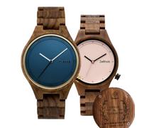 Zeitholz Orologi in legno coppie con incisione gratuita, regali personalizzabili, Stolpen 42mm & Stolpen 36mm. Realizzati in legno naturale con movimento al quarzo giapponese (Blu-Rosa)