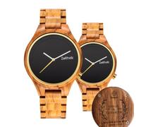 Zeitholz Orologi in legno coppie con incisione gratuita, regali personalizzabili, Stolpen 42mm & Stolpen 36mm. Realizzati in legno naturale con movimento al quarzo giapponese (Olivo)