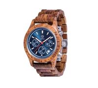 Zeitholz Orologi in Legno per Uomo, Orologio di Legno, Regali, Orologio Cronografo, Analogico, Calendario. Nuovo Bergen 42mm, Naturale al 100% con Movimento al Quarzo Giapponese (Blu)