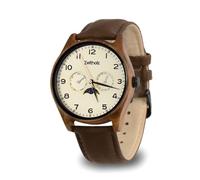 Zeitholz Orologi in Legno per Uomo, Orologio in Legno, Regali, Orologio Analogico, Calendario Fasi Lunari. Nuova Collezione Klitten 42mm con Movimento al Quarzo Giapponese (Marrone)