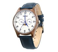 Zeitholz Orologi in Legno per Uomo, Orologio in Legno, Regali, Orologio Analogico, Calendario Fasi Lunari. Nuova Collezione Klitten 42mm con Movimento al Quarzo Giapponese (Bianco)