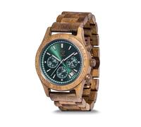 Zeitholz Orologi in Legno per Uomo, Orologio, Regali, Orologio Cronografo, Analogico, Calendario. Nuovo Bergen 42mm, Legno Naturale al 100% con Movimento al Quarzo Giapponese (Smeraldo)