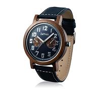 Zeitholz Orologio in Legno da Uomo - Modello Klingenberg, Fatto a Mano da Noce Naturale 100% con Movimento al Quarzo - Orologio con Venature Lignee Analogico Digitale per Lui - Cinturino Regolabile