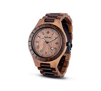 Zeitholz Orologio in Legno da Uomo, Modello Zittau: Fatto a mano in noce e sandalo naturale 100% con movimento al quarzo, lancette luminose e calendario mensile. (Noce)