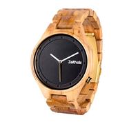 Zeitholz Orologio in Legno per Uomo, Orologio analogico collezione Stolpen 42mm, in legno naturale con movimento al quarzo giapponese. Minimalista e sportivo. (Beige)