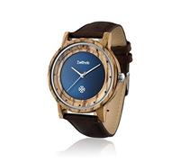 Zeitholz Orologio in Legno Unisex - Modello Eibenstock, Fatto a Mano da Zebrano Naturale 100% con Movimento al Quarzo - Orologio Ligneo Analogico Leggero per Uomo e Donna - Cinturino Regolabile