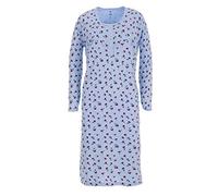 Zeitlos Camicia da Notte Donna Manica Lunga a Fiori, Farbe:Blau, Größe-Damen:5XL