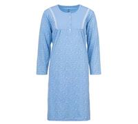 Zeitlos Camicia da Notte Donna Manica Lunga a Fiori, Farbe:Blau, Größe-Damen:L