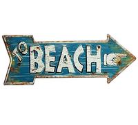 zeitzone Targa in metallo con scritta in lingua tedesca "to beach, freccia stradale, vintage, in rilievo, 50 x 19 cm