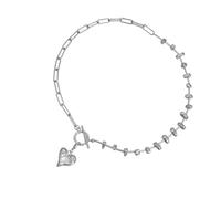 Zeiwohndc Collana con ciondolo a forma di cuore regolabile con maglia intercambiabile dal design classico, idea regalo per gioielli moderni e vintage con nodo d'amore, Misura unica, come descritto