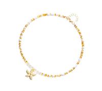 Zeiwohndc Collana portatile con perle e stelle marine, con estensione, per uso quotidiano e occasioni speciali, per vacanze al mare, perle, Misura unica, come descritto, come descritto