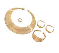 Zeiwohndc Elegante Apertura Geometrica Dei Monili Set Collana Catena E Anelli Orecchini Rotondi Texture In Lega Per Le Donne E Le Ragazze Creative Geometrico Regalo Set Per Le Donne