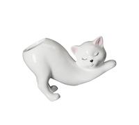 Zeiwohndc Fumetto fatto a mano Ceramica Carne Pianta Contenitore Fioriera Regalo Fiore Contenitore Per Interno Giardino Scrivania Decorazione Carino Gattino Coda