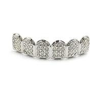 Zeiwohndc Punk Dente Decorativo con Diamanti Denti Top & Bottom All-match per Rapper Costume Denti Gioielli Accs Body Piercing Ombelico Piercing Ombelico Punk Rock Collana Donne Ragazze, One Size