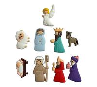 Zeizafa 9Pz/Set Patches per Presepe PVC Statuetta Miniatura Cartone Piatto Retro Incanto per Decorazioni Natalizie Artigianali