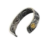 Zeizafa Artisanal Crafted Hawks Dollar Inspired Cuff Bracelet Smiling Face Detailing Adjustable Fit Alloy Jewelry Art Pieces Adjustable Open Ended Bracelet